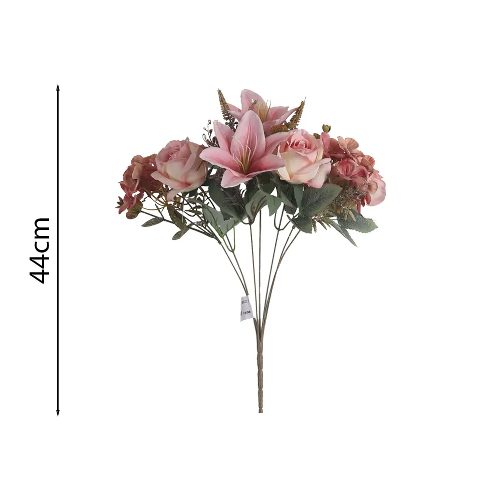 Ramo x7 Lirios y Rosas Búlgaras 44cm