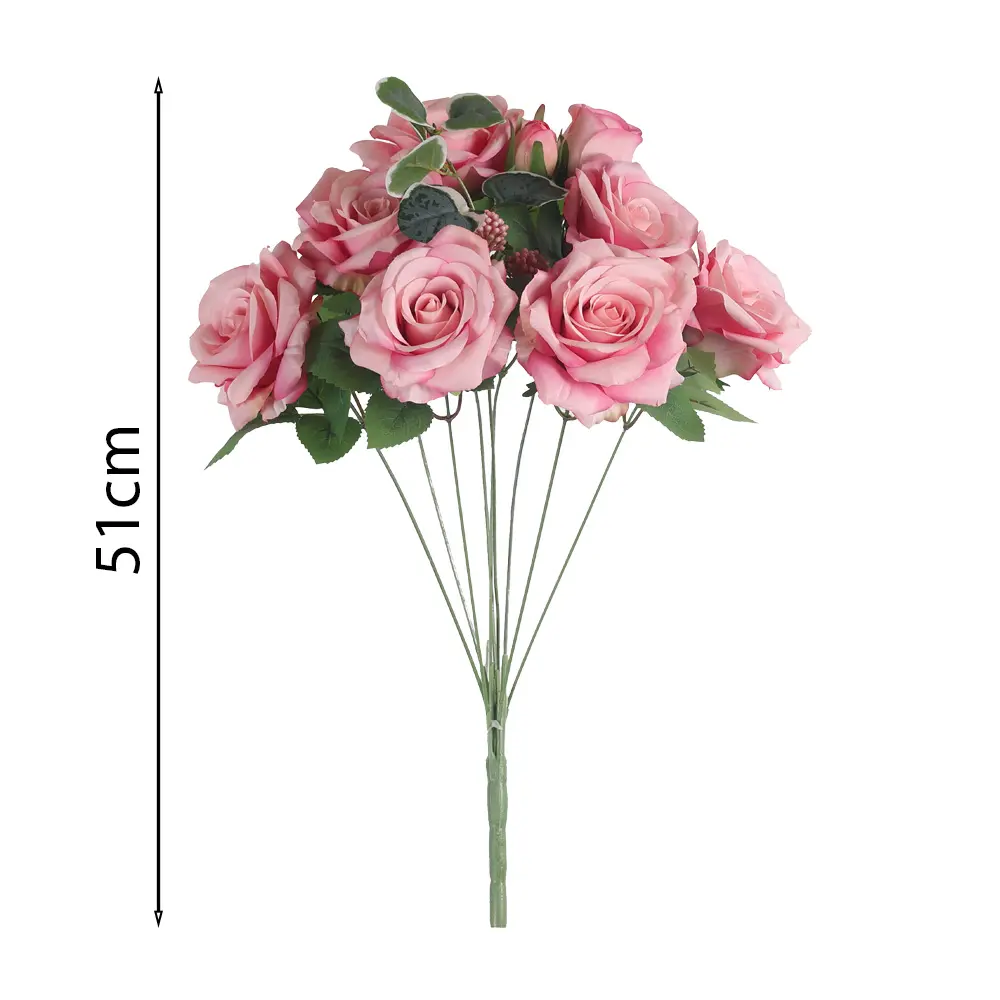 Ramo 9xRosas de Corazón Detallado 51cm