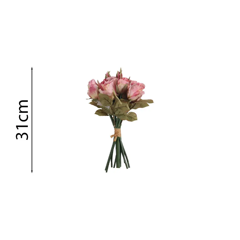 Bouquet Rosa Artificial 31cm 12Cabezas