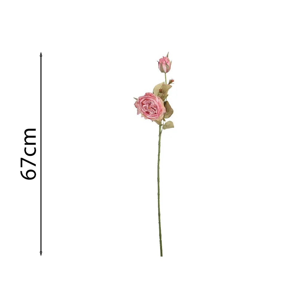 Vara Rosa Artificial 2Cabezas 67cm