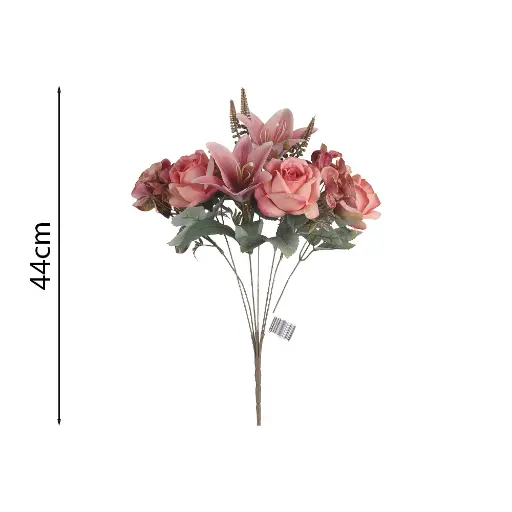 Ramo x7 Lirios y Rosas Búlgaras 44cm