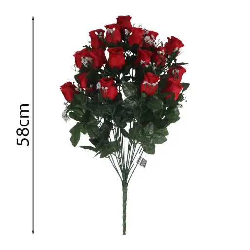 Ramo 18x Rosa Artificial 58cm