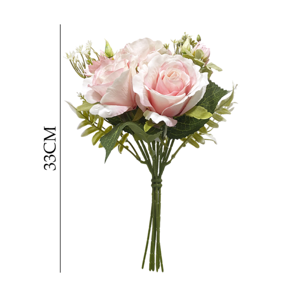 Bouquet flor rosa artificial 33cm